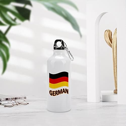 דגל גרמניה ספורט בקבוק אלומיניום נייד בקבוקי מים ספורטיביים עם קרבינר ומכסה טוויסט
