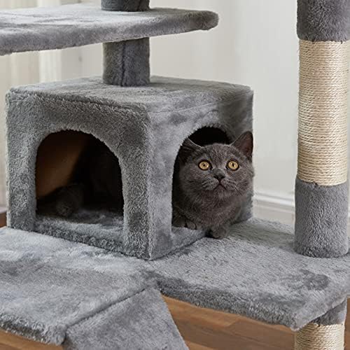 חתול עץ, 52.76 סנטימטרים חתול מגדל עם סיסל מגרד לוח, חתול עץ קיר עם מרופד פלטפורמה, 2 יוקרה דירות,