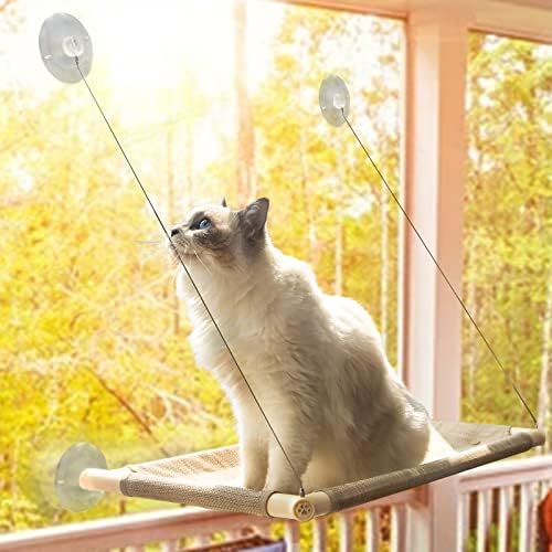 חתול חלון מוט, חזק יניקה כוסות קל נקי בטיחות חתול ערסל חלון מושב עבור גדול שומן חתול או כפול חתולים