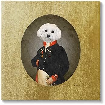 סטופל תעשיות מצחיק קלאסי בציר סגנון לבן כלב לובש מדי צבא, עיצוב על ידי אמנדה גרינווד