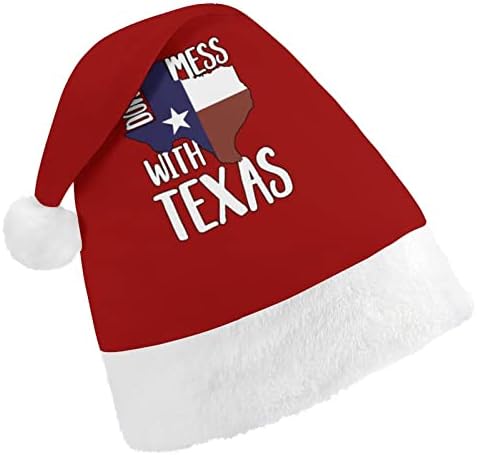 לא להתעסק עםטקסס קטיפה חג המולד כובע שובב ונחמד סנטה כובעי עם קטיפה ברים ונוחות אוניית חג המולד קישוט