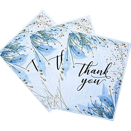 ראוי לבית (25 חבילות פרימיום כחול פרחוני 12 על 15 אינץ ' תודה תיקים לעסקים קטנים-שקיות קניות מפלסטיק בעובי פרימיום