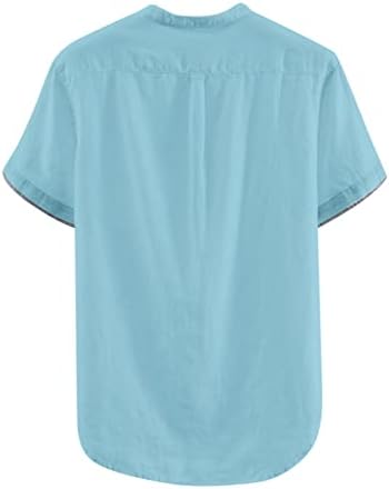 כותנה כותנה לגברים של UBST חולצות הנלי הקיץ כפתור קדמי קדמי חולצה שרוול קצר