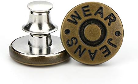 6 ערכות סיכה של כפתורי ג'ין החלפה, ללא כפתור תפור מיידי 17 ממ כפתור מכנסיים ניתנים לניתוק כפתור