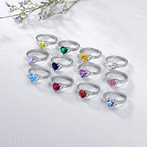ינואר אבן המזל טבעת 925 סטרלינג כסף גרנט טבעת לב רובי קריסטל טבעת יום הולדת יום נישואים אמא של יום תכשיטי