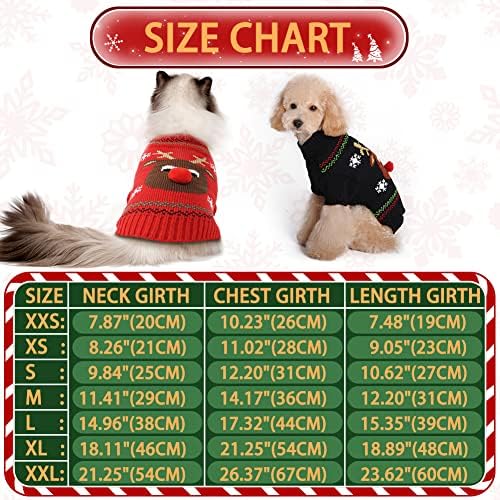 סוודר חג המולד של כלב אמוסט, צוואר צווארון גוש בגדי חג המולד סרכי סרוג סוודר כלבים קלאסיים בגדי חג מולד לכלבים