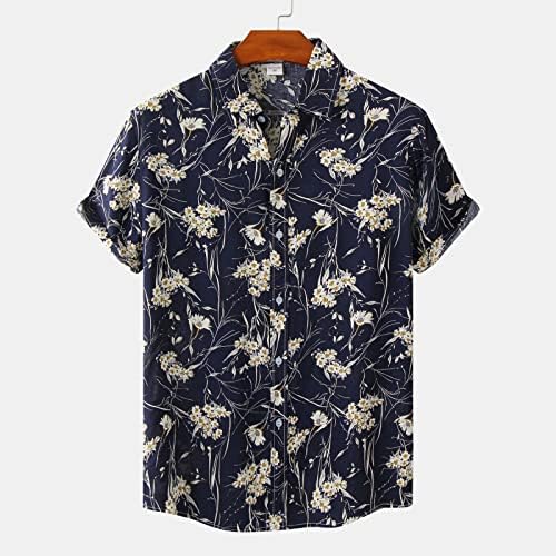 חולצות פרחוניות לגברים כפתור שרוול קצר מטה חולצה מהירה של דש יבש חולצות בד פרימיום חולצות לגברים