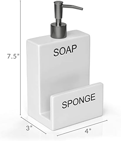מרכזי עיצובים של מכשיר סבון קרמיקה עם מחזיק ספוג, תפאורה למטבח של בית חווה למשטח שיש, מתקן סבון מטבח