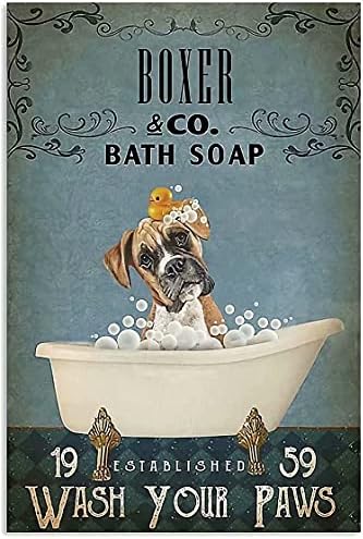 FSDFS כלב מתכת מתכת פח מתאגרף CO.BATH SOAP WASH שלך כפות שלך מצחיק רטרו פוסטר אמבט