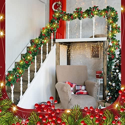 צלל 18 רגל אדום ברי חג המולד גרלנד גרלנד מלאכותי קישוטי חג המולד מקורה בית חווה חיצוני אורן אורן חורף