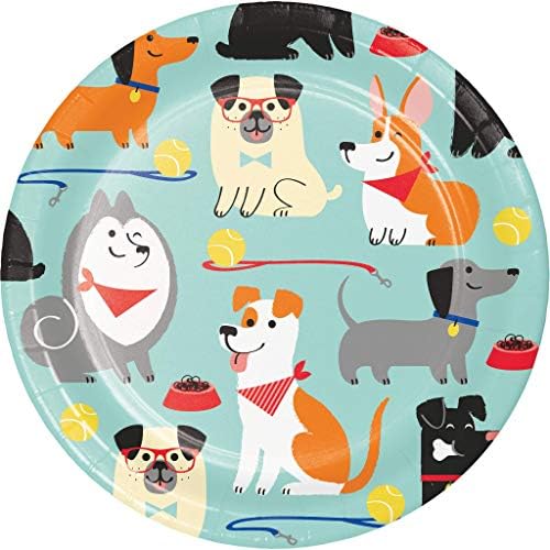 גור כלב נושאים ספקי צד: צרור כולל בצורת ארוחת ערב צלחות, קינוח צלחות, וארוחת צהריים מפיות עבור 8 אנשים