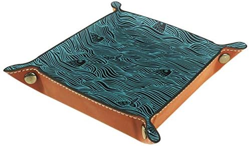 Lyetny Sea Fish Wave Blue Defitice מארגן מגש קופסת מיטה מיטה קאדי שולחן עבודה מגש החלפת ארנק מפתח