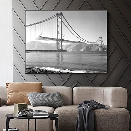 כרזות גשר גולד גשר וינטג 'מתנת פוסטר מתנה שחור לבן בניין תחת בנייה תמונה בד הדפס תמונות לסלון עיצוב חדר שינה