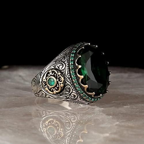 חנות טבעות טבעת חבילות לנשים טבעת יהלום ספיר יהלום ירוק טבעת טבעת מתנה עגול גדול חן טבעת