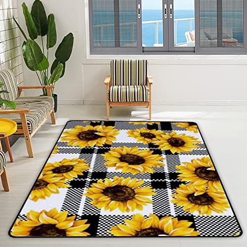 זוחל שטיח מקורה משחק מחצלת חמנית שחורה לבנה לסלון חדר שינה משתלת חינוכית חינוכית שטיח שטיח 60x39 אינץ '