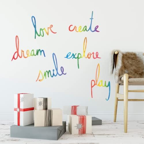 ציטוטים מעוררי השראה תפאורה לקיר לסלון - אהבה חיוך חלום - עיצוב קיר לחדר שינה משתלת כיתת משחק בנות בנים בנים