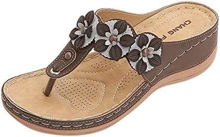 נעלי בית של Xipcokm עבור קשת אורטופדית לנשים תמיכה בכפכפים פרחים קליפ קליפ בוהן סנדלי טריז נעל נעלי בית קיץ