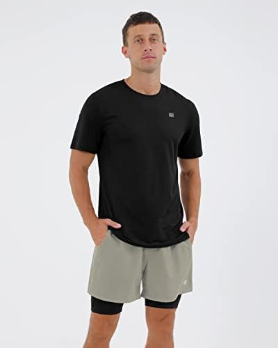 אודודוס אתלטי חולצות לגברים, עד 50 + הגנה מפני שמש מקדם הגנה מהיר יבש מצויד צוות צוואר ריצה קצר שרוול חולצות