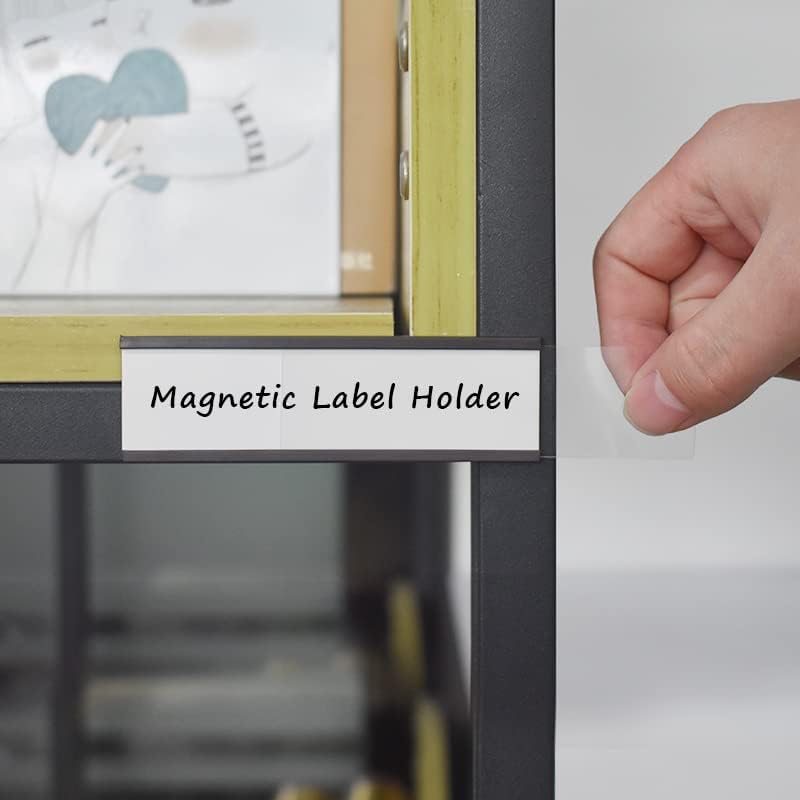 מחזיקי תוויות מגנטיות בערוץ 1 על 3 אינץ ' עם תוספות נייר ומגני פלסטיק שקופים,מחזיקי כרטיסי נתונים מגנטיים ארון