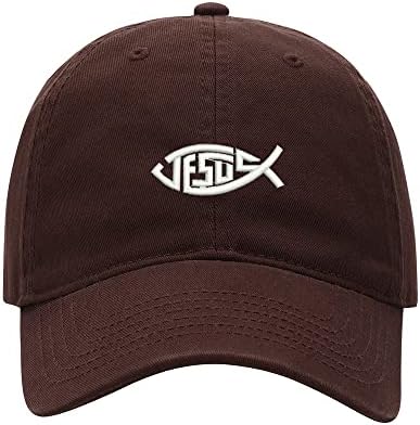 L8502-LXYB כובע בייסבול גברים ישו דגים כריסטיאן רקומים רקומים כותנה כותנה כובע בייסבול