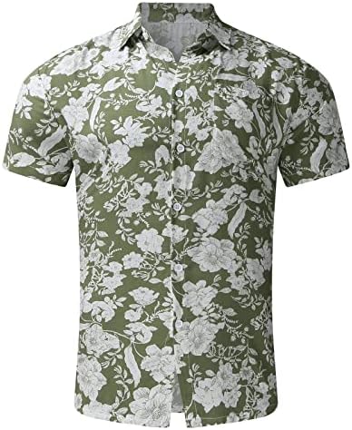 דפוס פרחי קיץ זכר מזדמן חולצה בגודל פלוס גברים פנה צווארון חולצה שרוול קצר x גדול