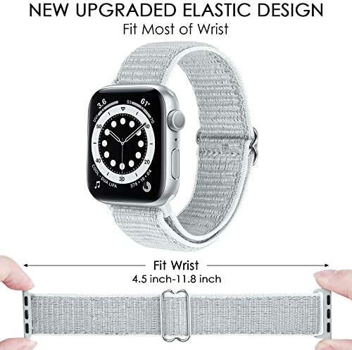 קגוס פס אלסטי מתכוונן התואם ל- Apple Watch לסדרה SE/6/5/4/3/2/1, ניילון רך רצועה החלפת רצועה צמיד עם מתאם נירוסטה