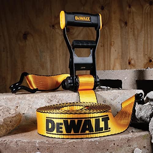 Dewalt DXBC10000J שחור/צהוב 2 x 27 'מחגר רצועה עם רצועת קשירה עם J-Hook כפול-אבטחת מטען כבד