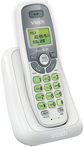 VTECH CS6114 DECT 6.0 טלפון אלחוטי עם מזהה מתקשר/המתנה, לבן/אפור עם מכשיר 1