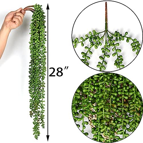 Clong 3PCs חוט מזויף מלאכותי של פנינים צמח פו בשרניים צמחים תלויים לעיצוב גינה ביתי בקיר