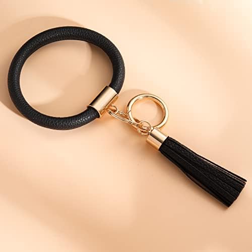 מפתח טבעת צמיד צמיד מחזיק מפתחות צמיד מחזיק מפתחות - נייד עור טאסל צמיד מפתחות מחזיק נשים מתנה