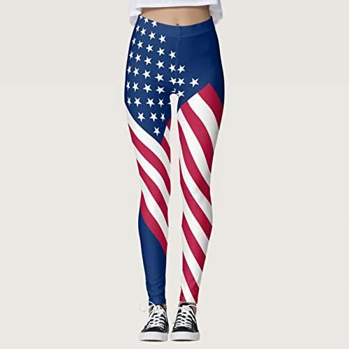 חותלות דגל אמריקאי בקרת בטן נשים ארהב 4 ביולי מכנסי יוגה