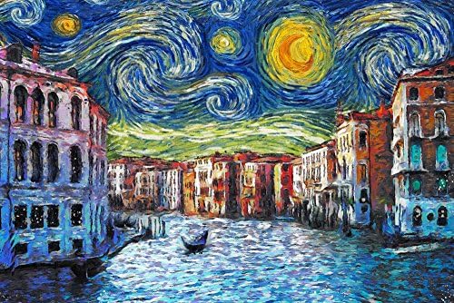 Lantern Press Venice, איטליה, Night Starry, Van Gogh