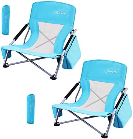 פח אחסון קמפינג פונקוד עם כיסוי עץ+ כיסא חוף עם תיק קריר יותר כחול חבילה.
