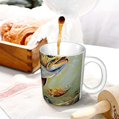 בסדר ברוק פורל לטוס דיג קפה ספל קרמיקה כוס גרפיקה גדול תה כוס נסיעות ספל עבור משרד ובית, 11.2 עוז מיקרוגל
