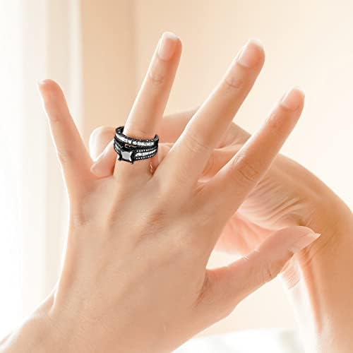 2023 חדש 2 ב 1 נשים וינטג 'טבעת שחורה טבעת יהלום מעורבות טבעת טבעת טבעת נלהבת