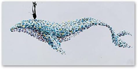 ציור שמן בעבודת יד על בד תקציר תכלת פופ כחול לוויתן ים ציורים שמן בעלי חיים על אמנות קיר בד לחדר מגבלות קישוטי