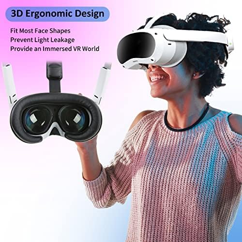 כיסוי פנים של VR לאוזניות PICO 4, VR כרית כרית כרית כרית תושבת סטנדרט סטנדרט VR אביזרים עם עור PU אטום אור