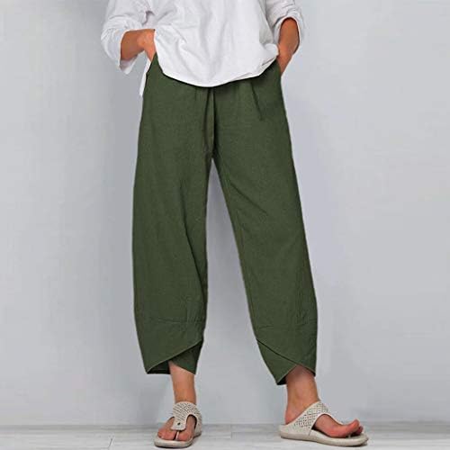 מכנסי רגל רחבים מכנסיים ישרים הדפס כותנה מזדמנים נשים מכנסיים ארוכים מותניים גבוהים רופפים עם מכנסי