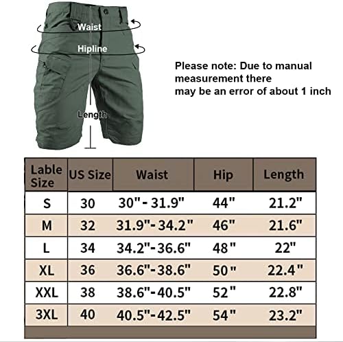 מכנסי מטען טקטיים של Hycoprot מכנסיים קצרים מטענים אטומים למים משקל קל עמיד למים קצרים מהיר צבאי צבאי