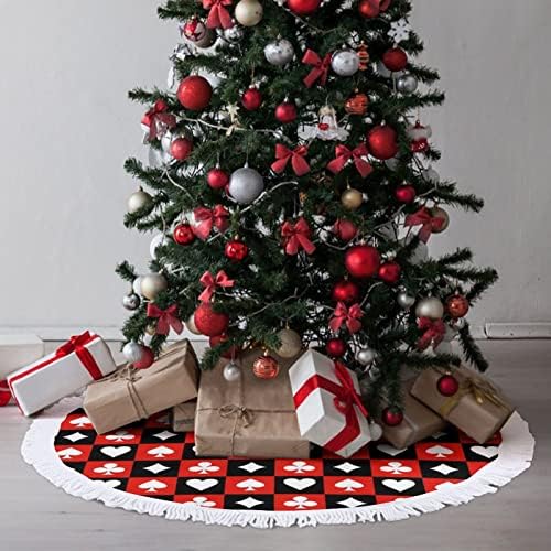 לוח שחמט של כרטיס פוקר חצאית עץ חג המולד אדום שחור אדום חצאית עץ עגול עגול עגול עגול חג המולד עם קצה משולב