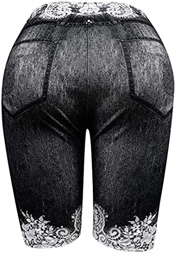 נשים של פרפר הדפסת קצר ג 'ינס הברך אורך ברמודה קצר ז' אן מכנסיים כושר גבוהה מותן קצר ג ' ינס חותלות