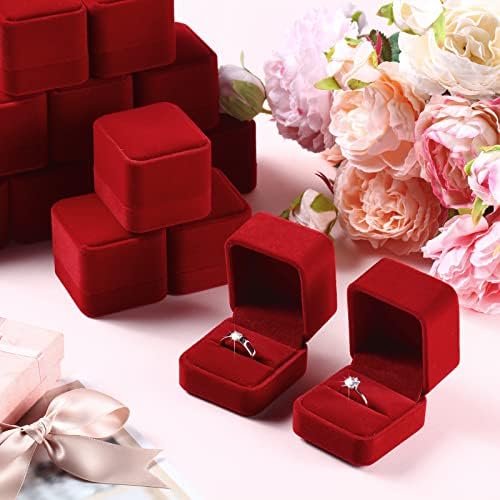 48 חתיכות אירוסין טבעת תיבת תצוגת קטיפה טבעת תיבת חתונה תכשיטי מתנת קופסות עגיל תליון טבעת מקרה