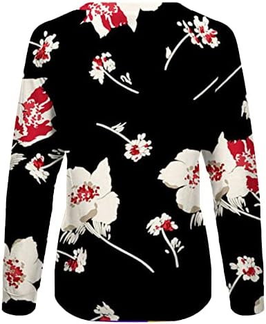 מזדמן ארוך שרוול סווטשירט לנשים מערבי אתני צבעוני הדפסת סוודר חולצות צוות צוואר רופף בכושר חולצה חולצות