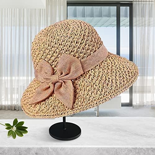 כובעי שמש של נשים רחבים שוליים כובע חוף קיץ לנשים קש מתקפל