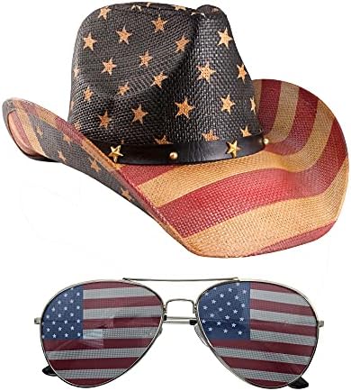 כובע קאובוי דגל אמריקאי קלאסי