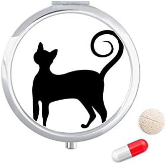 שחור חתול מיילל אלגנטי בעלי החיים מתאר גלולת מקרה כיס רפואת אחסון תיבת מיכל מתקן