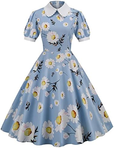 שמלת מקסי של נוקמופו שרוול קצר שמלת מקסי לנשים שרוול קצר משנות החמישים עקרת בית שמלת מסיבות ערב שמלות נשים