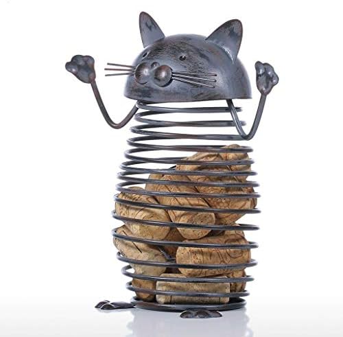 XJJZS חתולי אביב מיכל פקק פסל ברזל חתולי בקבוק צנצנת צנצנת טרנדי מיכל יצירה מיכל קישוט מעשי מתנת מלאכה