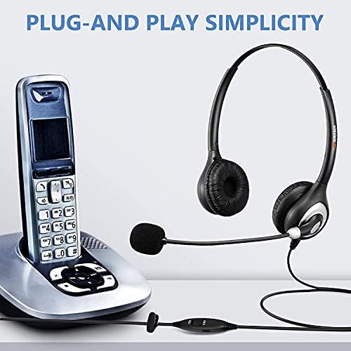 אוזניות טלפון 2.5 ממ עם ביטול רעש מיקרופון ומתג אילם אוזניות טלפון נוחות Ultra for Panasonic AT&T VTech Uniden