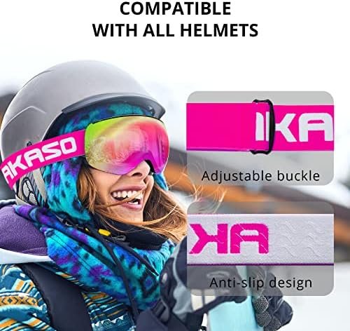 משקפי סקי של Akaso OTG, משקפי סנובורד, עדשות מגנטיות להחלפה מגנטיות, משקפי שלג לגברים ונשים